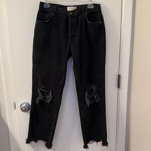 We The Free Black Distressed Ankle Jeans